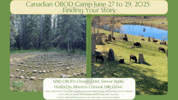 Canadian OBOD Camp 2025 Poster, Order of Bards, Ovates & Druids.